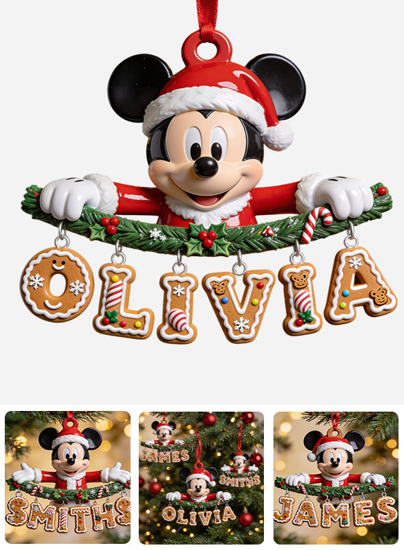 Christmas Name Letter Mouse Ears - Personalized Mouse Ornament With Charm