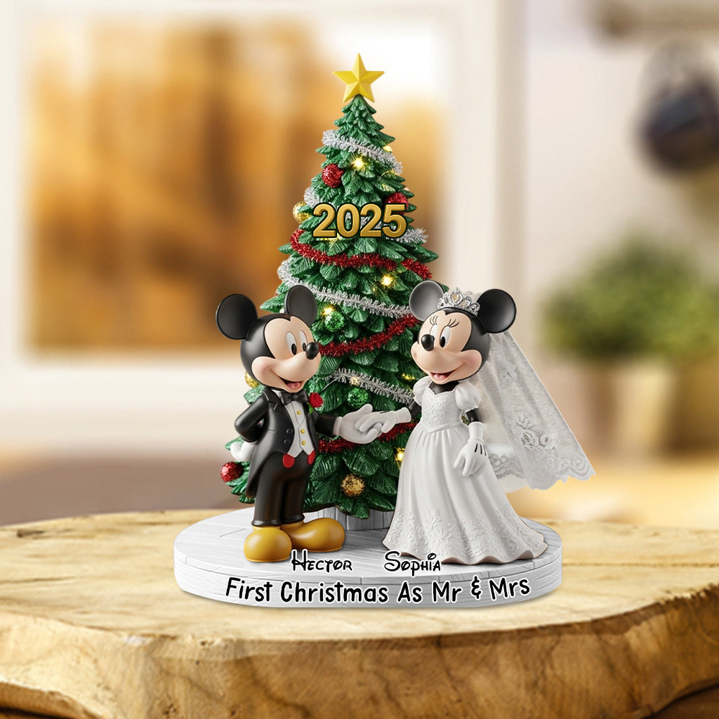 First Christmas as Mr. & Mrs - Personalized Mouse Custom Shaped Acrylic Plaque
