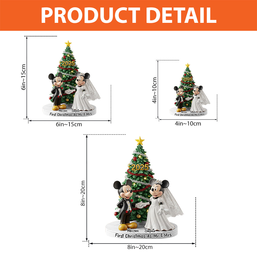 First Christmas as Mr. & Mrs - Personalized Mouse Custom Shaped Acrylic Plaque