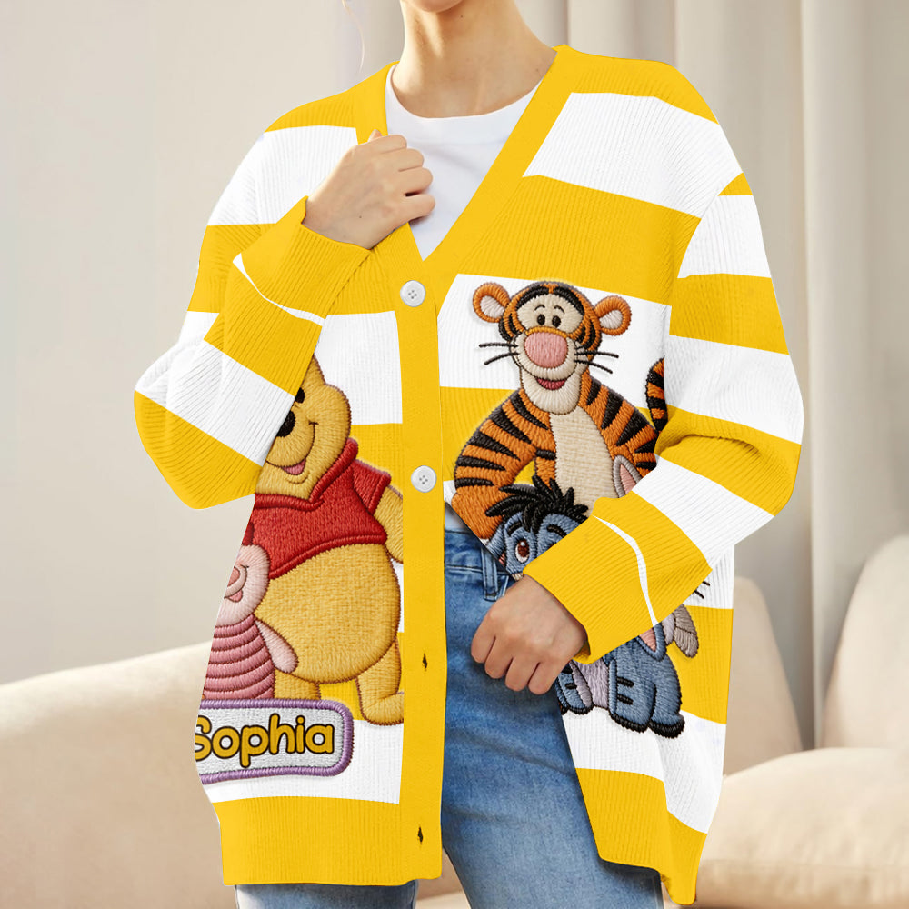 Friends - Personalized Yellow Bear Cardigan Sweater