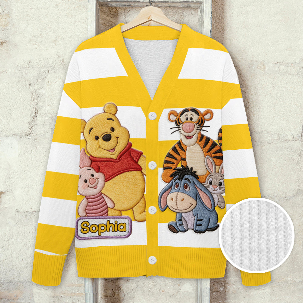 Friends - Personalized Yellow Bear Cardigan Sweater