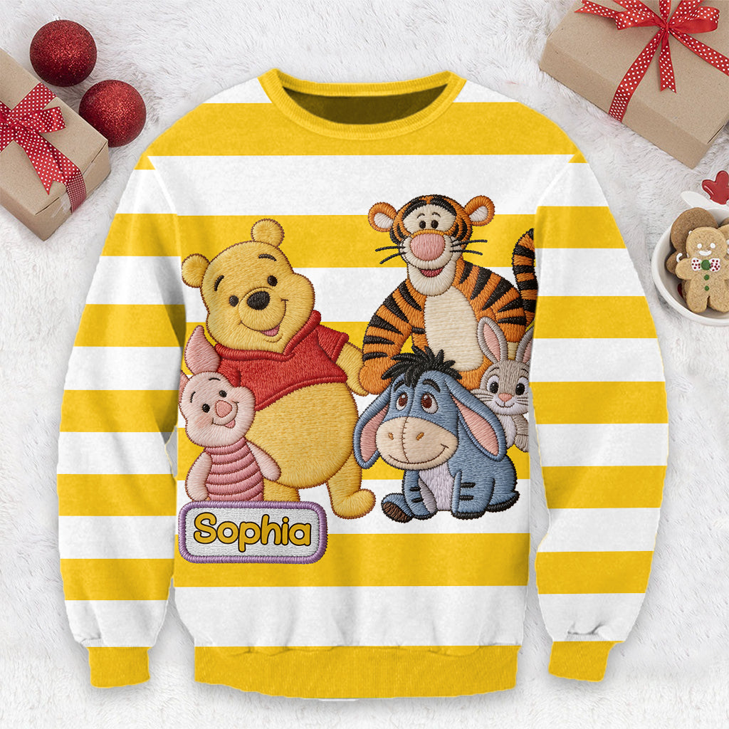 Friends - Personalized Yellow Bear Cardigan Sweater