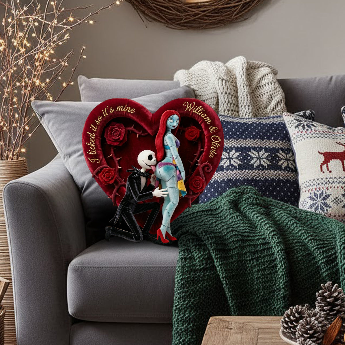 I Licked It So It's Mine - Personalized Nightmare Faux Fur Shaped Pillow