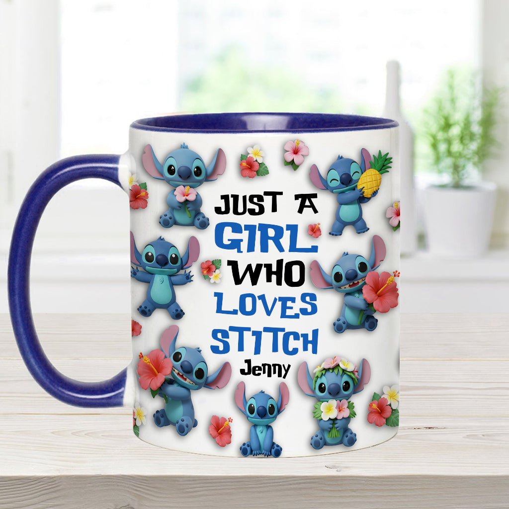 Just A Girl Who Loves Ohana - Personalized Ohana Accent Mug
