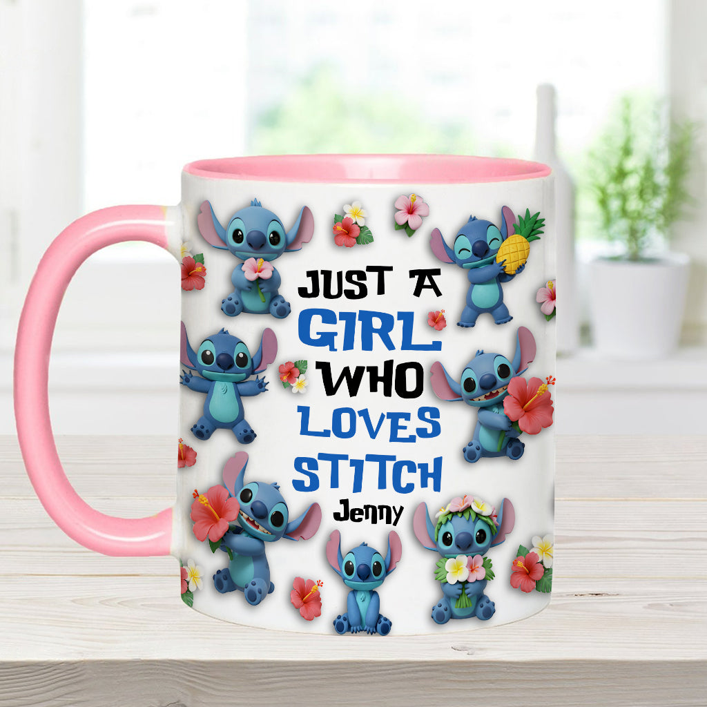 Just A Girl Who Loves Ohana - Personalized Ohana Accent Mug