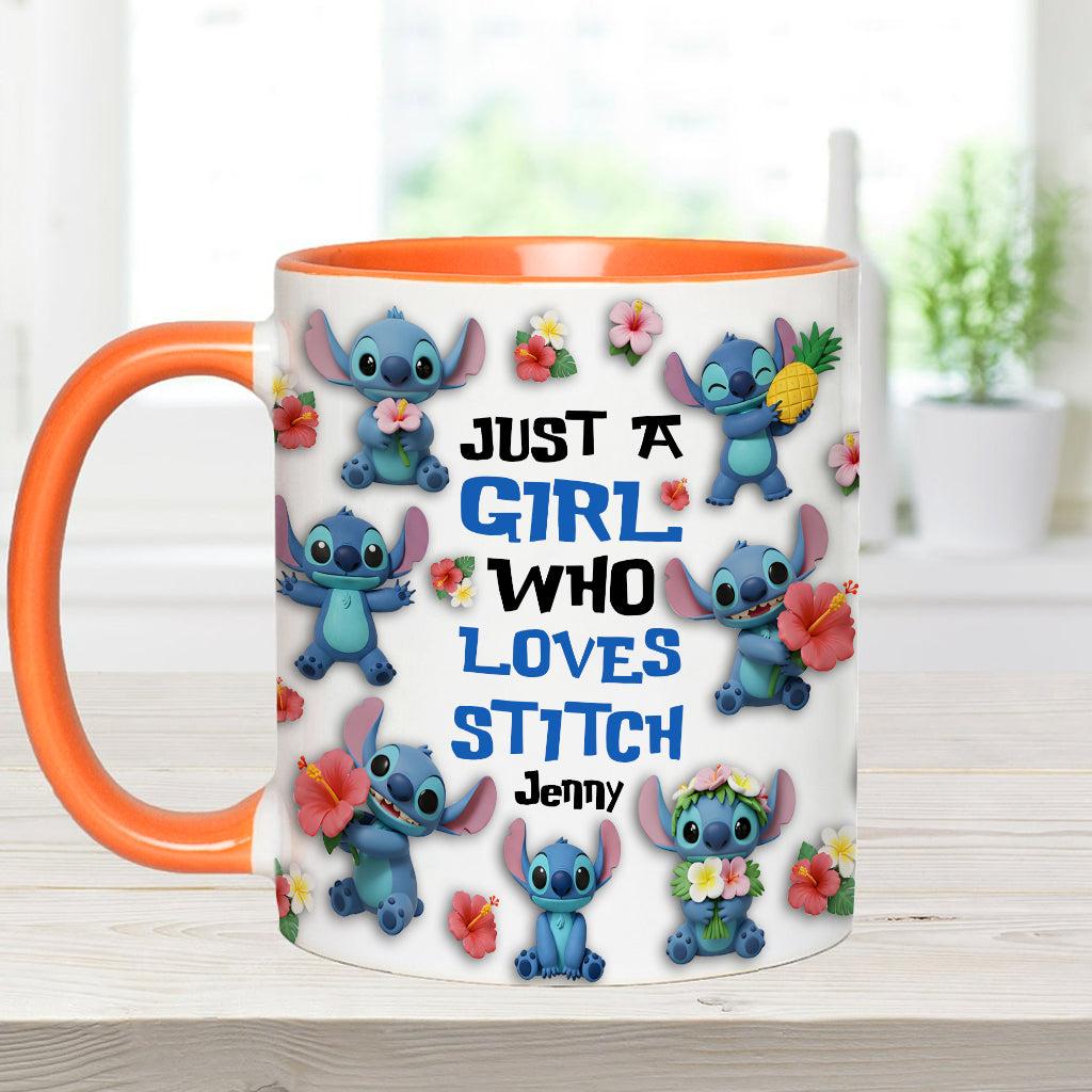 Just A Girl Who Loves Ohana - Personalized Ohana Accent Mug