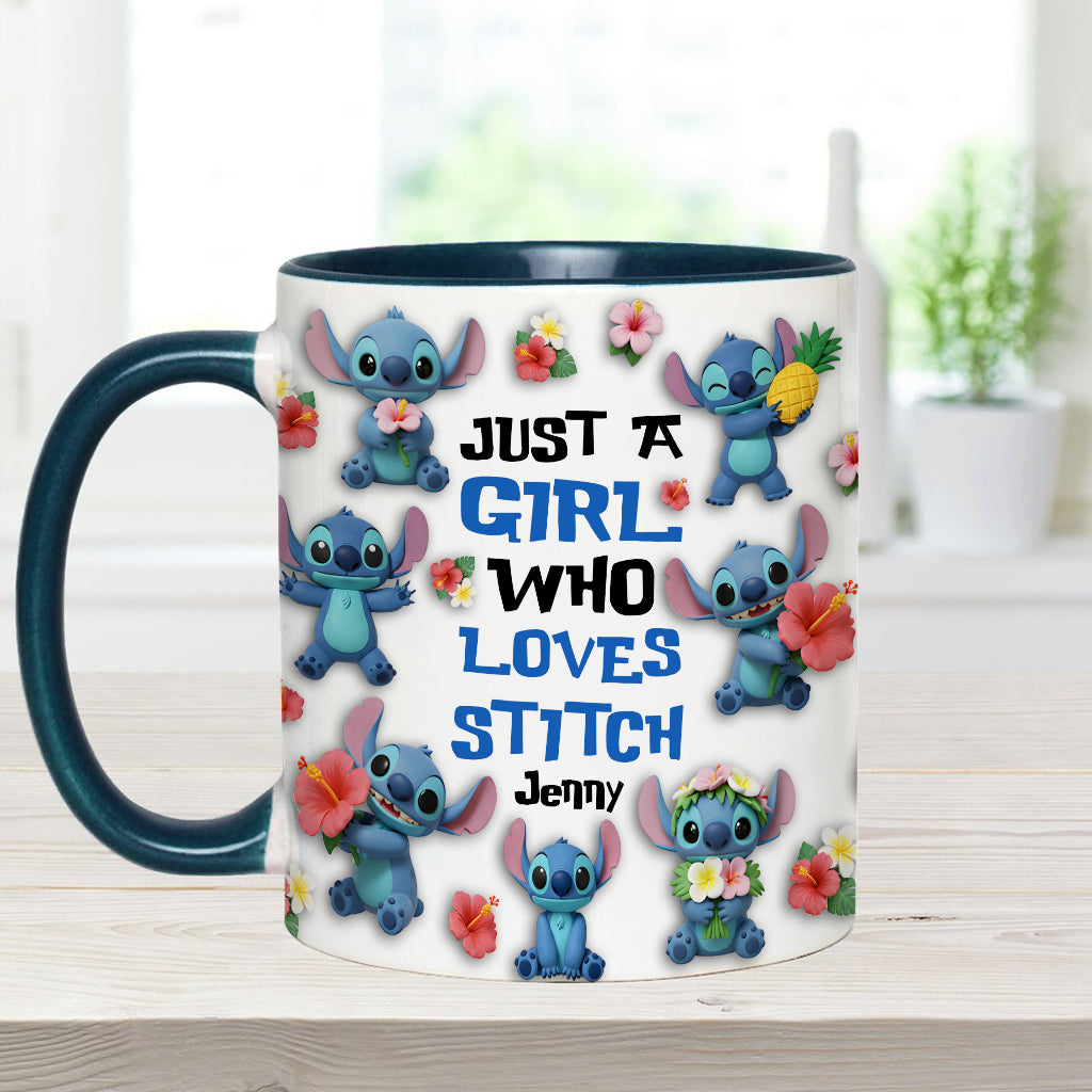 Just A Girl Who Loves Ohana - Personalized Ohana Accent Mug