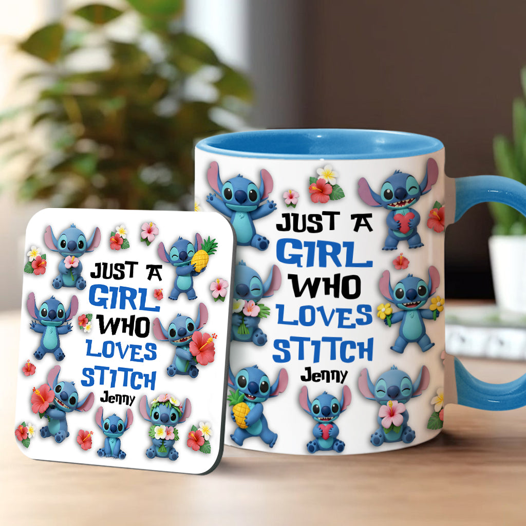 Just A Girl Who Loves Ohana - Personalized Ohana Accent Mug