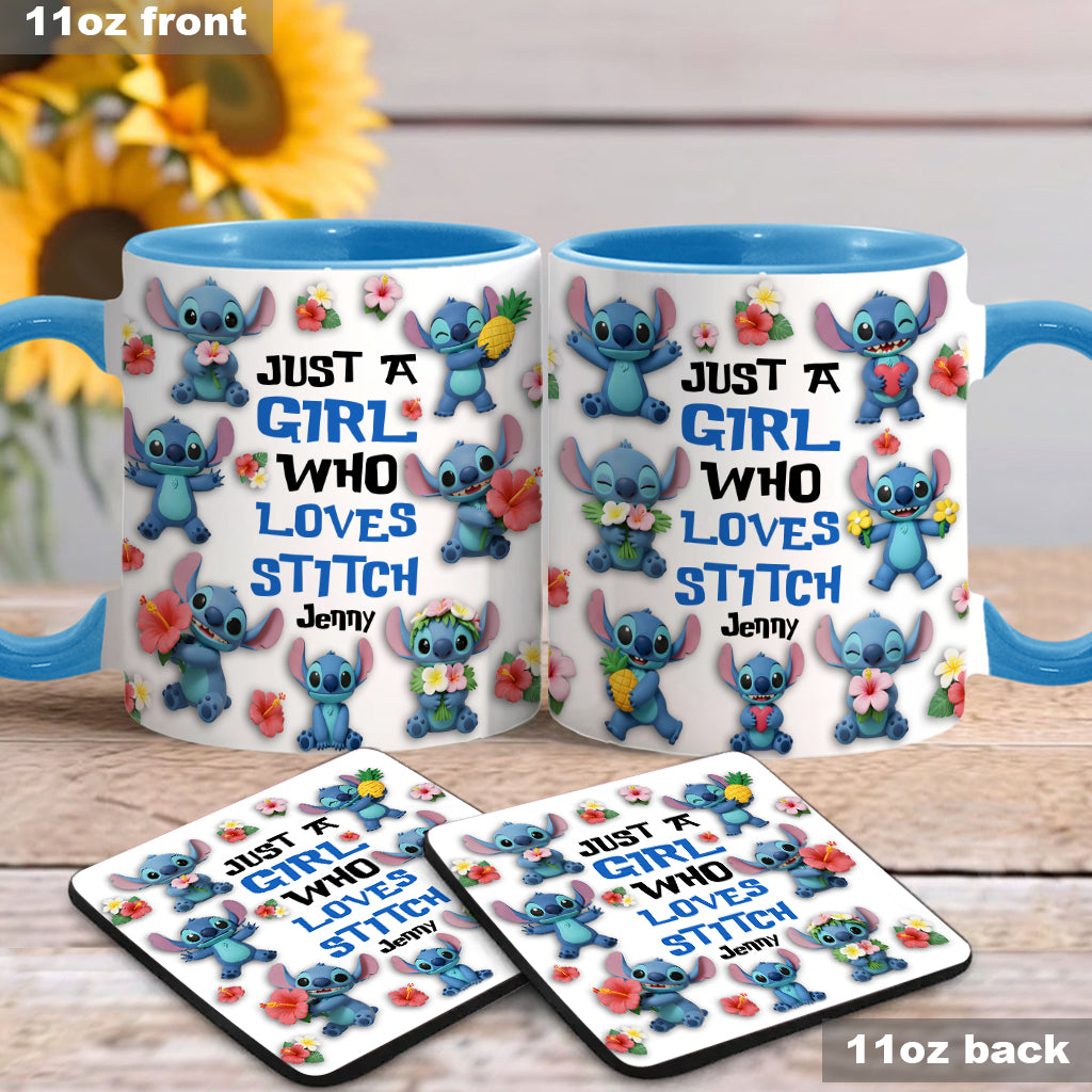 Just A Girl Who Loves Ohana - Personalized Ohana Accent Mug