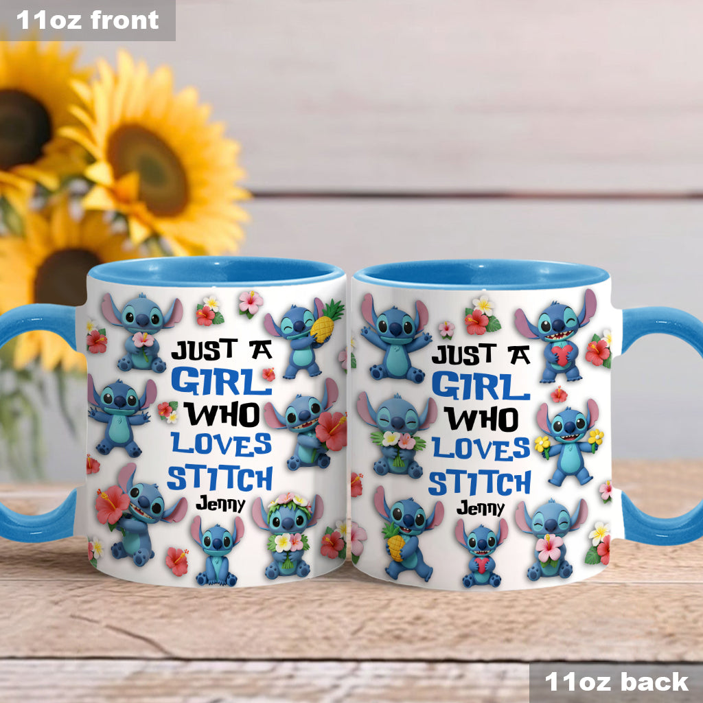 Just A Girl Who Loves Ohana - Personalized Ohana Accent Mug