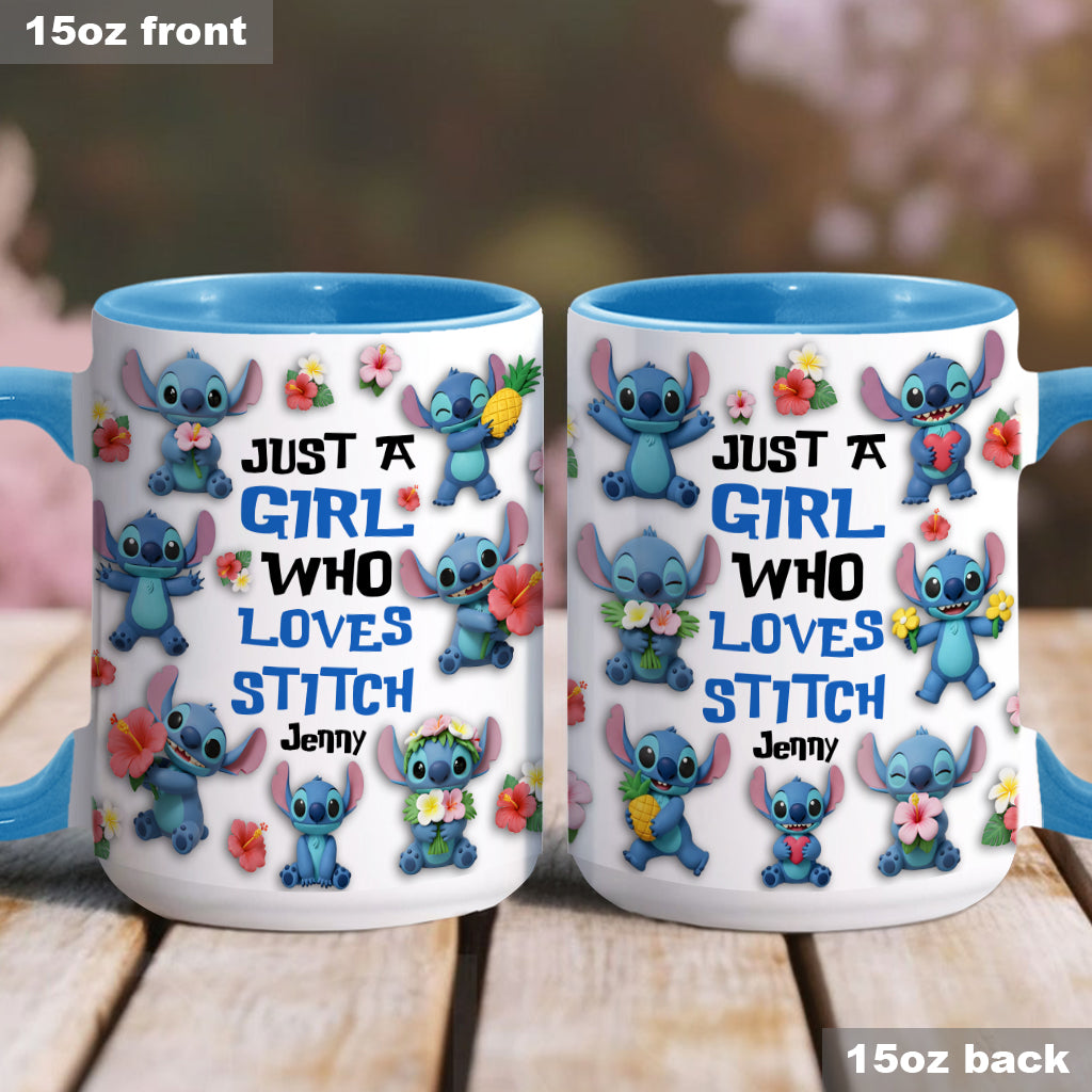 Just A Girl Who Loves Ohana - Personalized Ohana Accent Mug