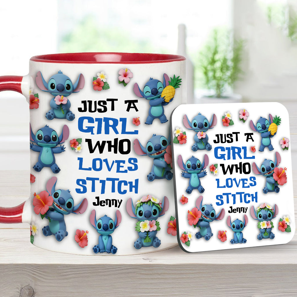 Just A Girl Who Loves Ohana - Personalized Ohana Accent Mug