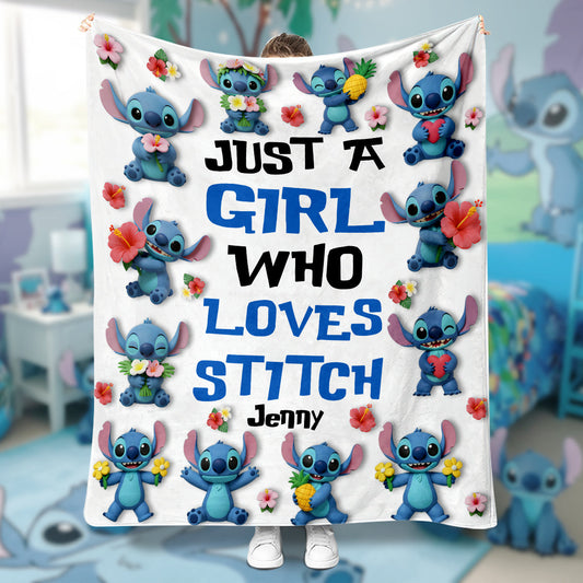 Just A Girl Who Loves Ohana - Personalized Ohana Blanket