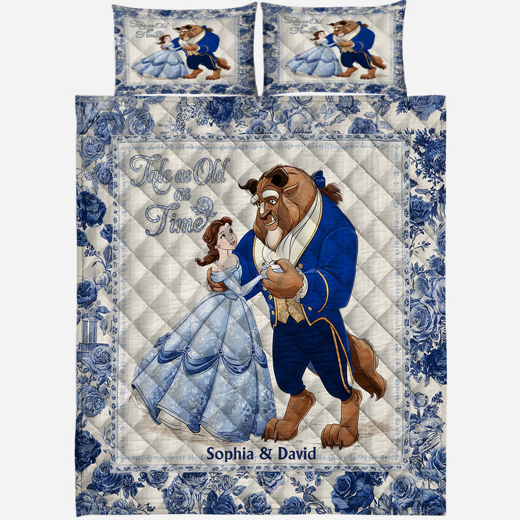 Tale as Old as Time - Couple Gift Toyle De Jouy Style - Personalized Couple Quilt Set
