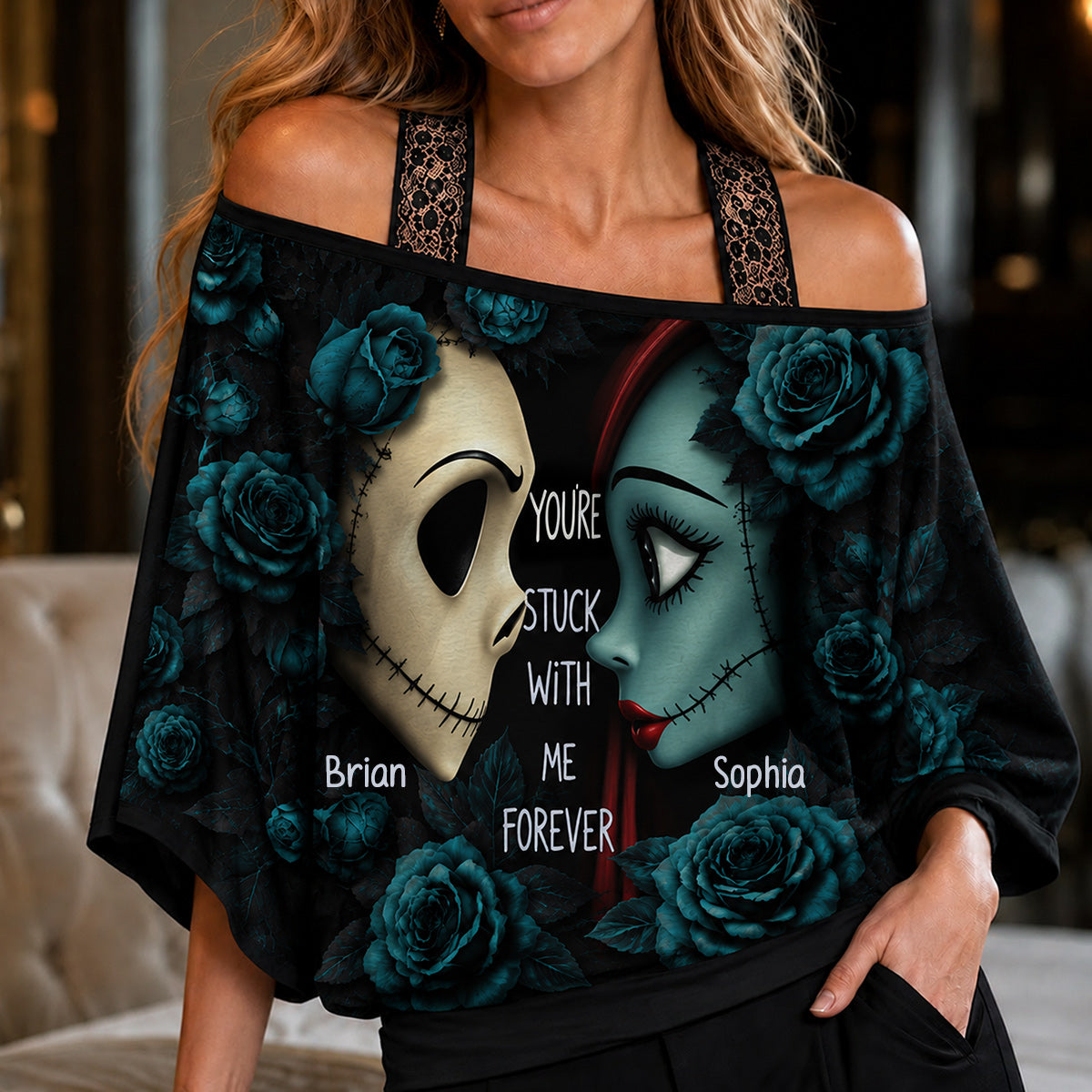 You’re Stuck With Me Forever - Personalized Nightmare Off-Shoulder Top Set
