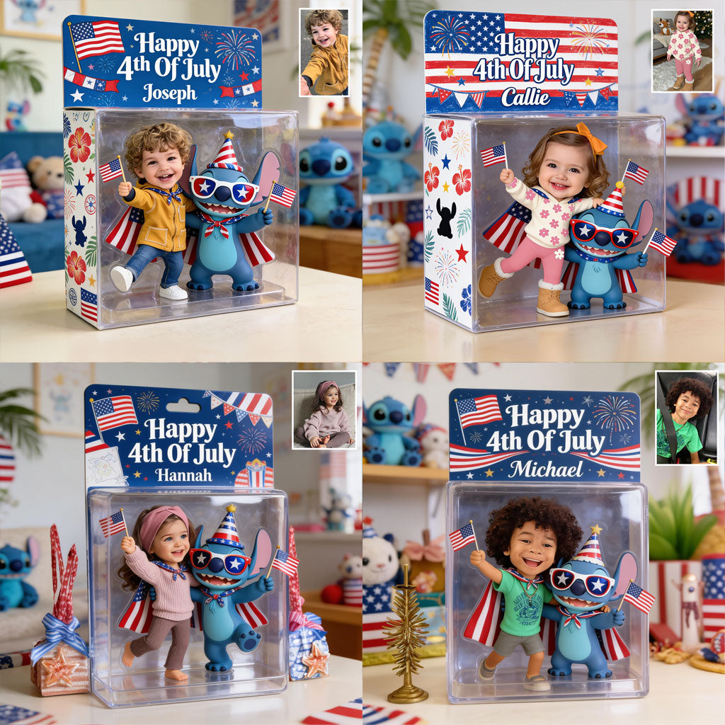 Happy 4th Of July With Monster - Personalized Ohana Acrylic Display Box