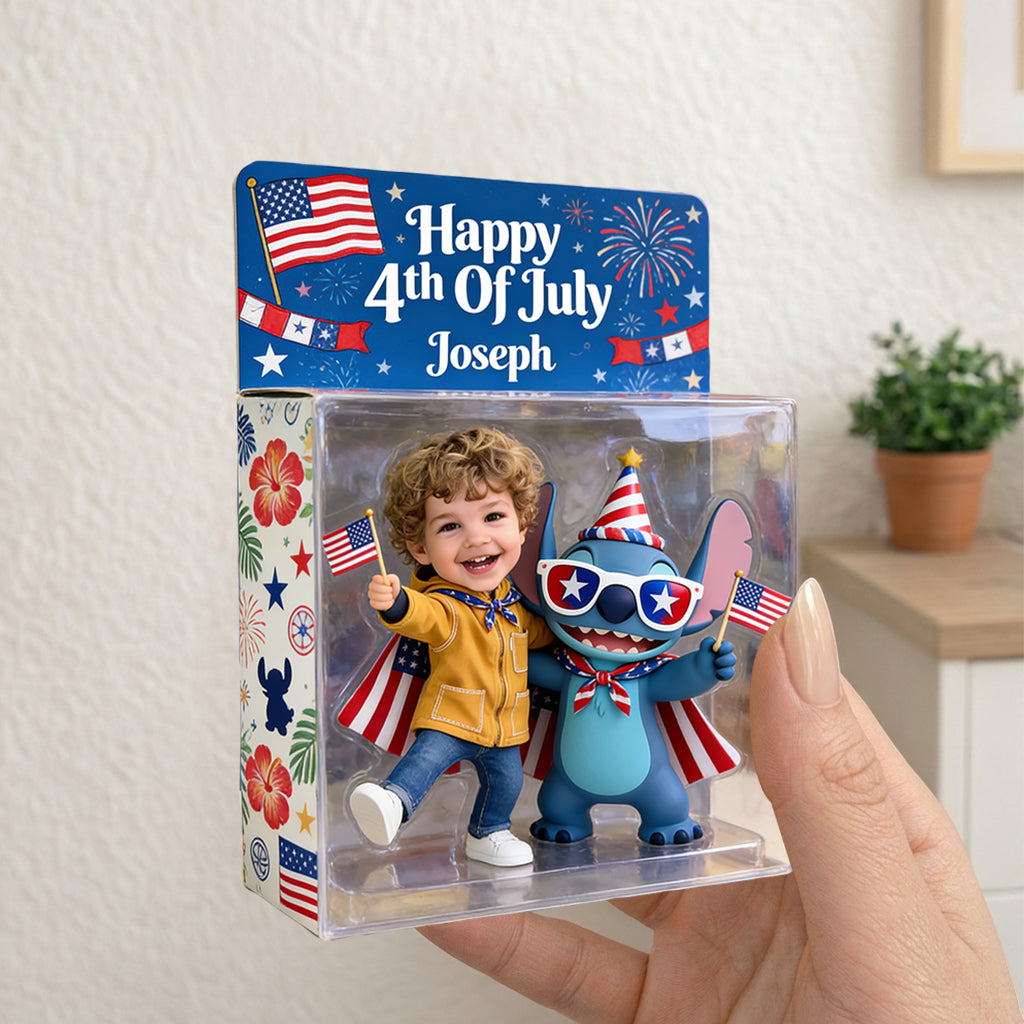 Happy 4th Of July With Monster - Personalized Ohana Acrylic Display Box