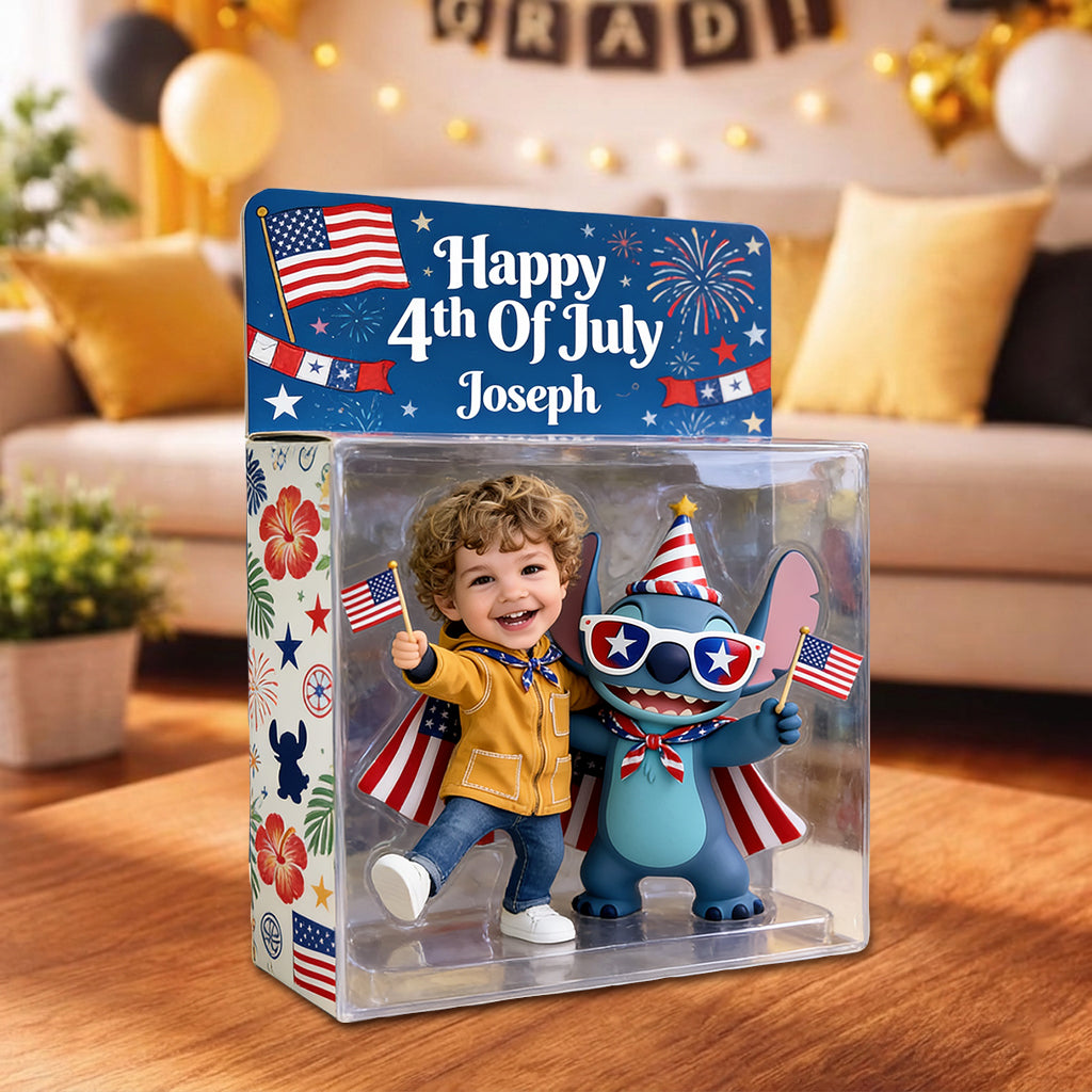 Happy 4th Of July With Monster - Personalized Ohana Acrylic Display Box