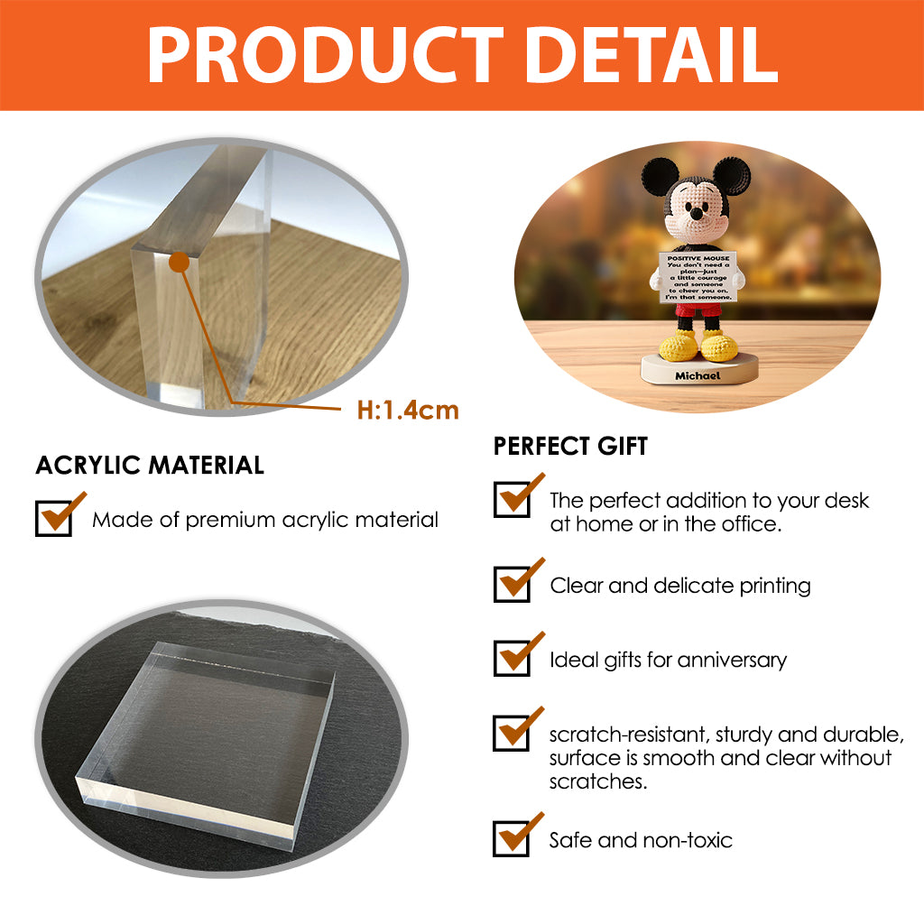 Magical Emotion Support - Personalized Crochet Mouse Custom Shaped Acrylic Plaque