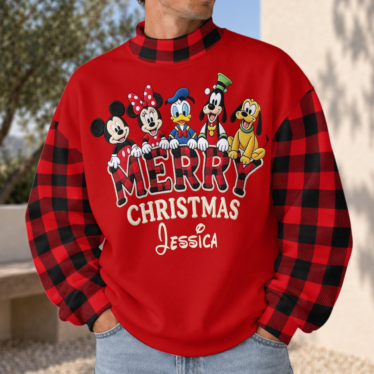 Merry Chritsmas - Personalized Mouse Mock Neck Sweatshirt