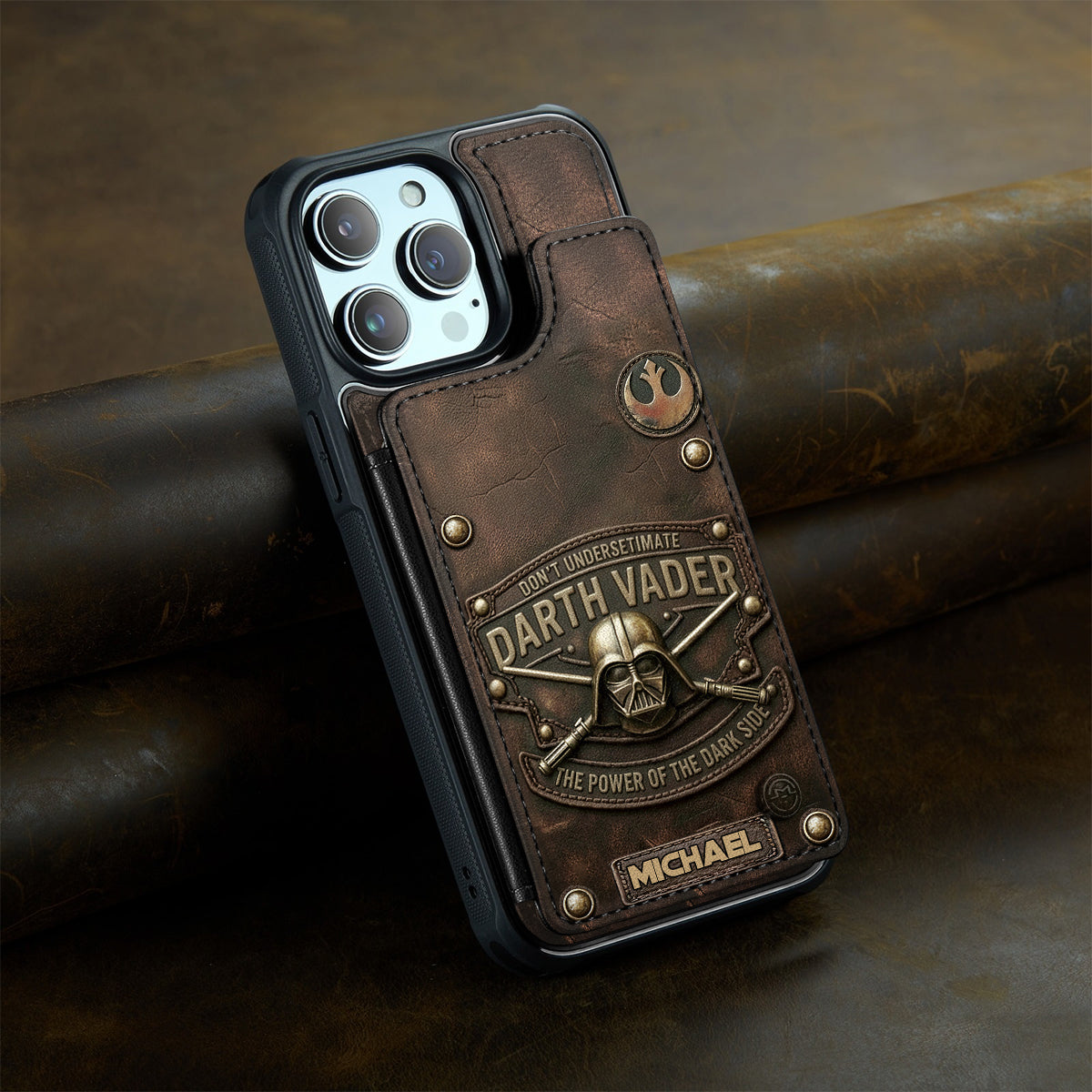 The Power Of The Dark Side - Personalized The Force Fully Printed Wallet Phone Case