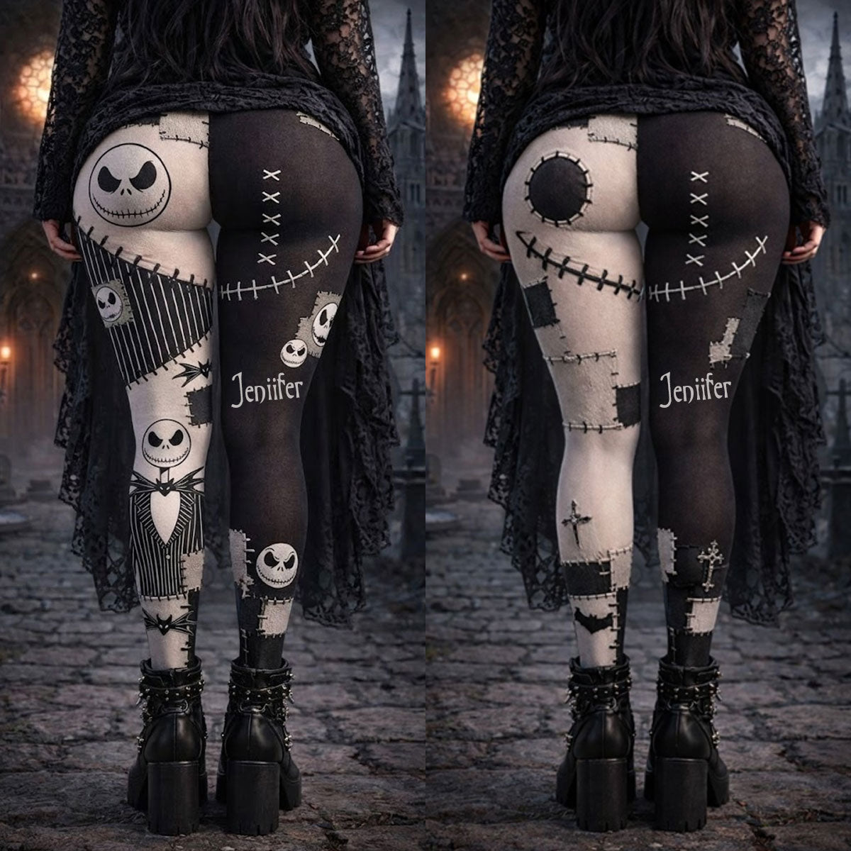 Nightmare Before Christmas, Gothic Style - Personalized Nightmare Women Pantyhose Tights
