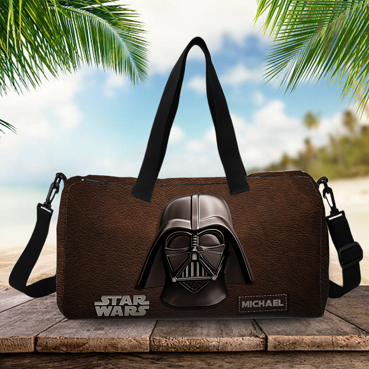 The Black Armored Commander Custom Name - Personalized The Force Duffle Bag