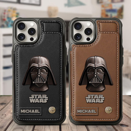 The Black Armored Commander Custom Name - Personalized The Force Wallet Phone Case