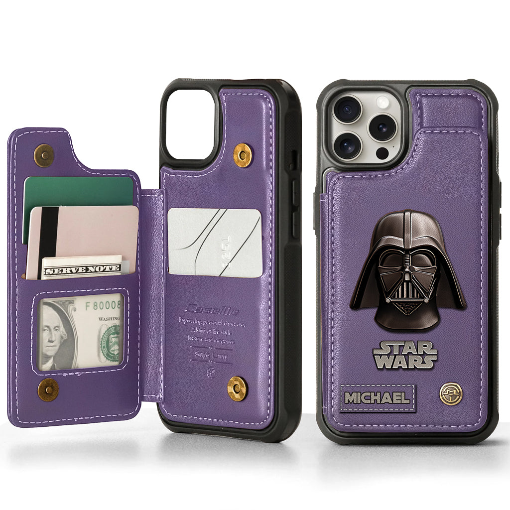 The Black Armored Commander Custom Name - Personalized The Force Wallet Phone Case