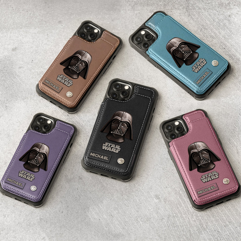 The Black Armored Commander Custom Name - Personalized The Force Wallet Phone Case