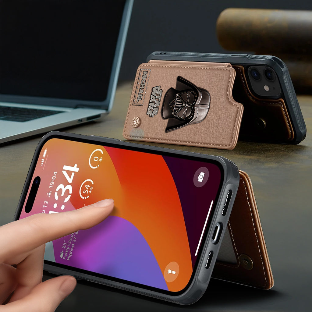 The Black Armored Commander Custom Name - Personalized The Force Wallet Phone Case