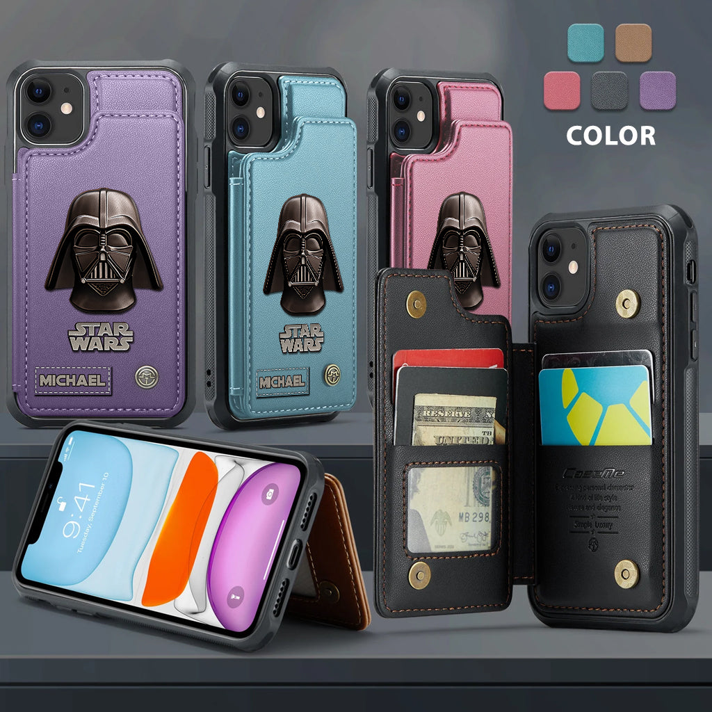 The Black Armored Commander Custom Name - Personalized The Force Wallet Phone Case