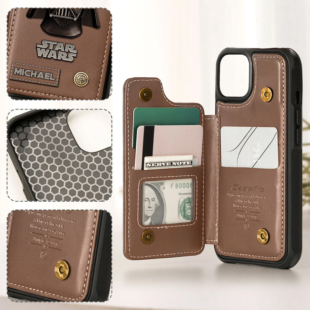 The Black Armored Commander Custom Name - Personalized The Force Wallet Phone Case
