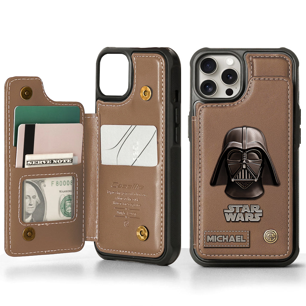 The Black Armored Commander Custom Name - Personalized The Force Wallet Phone Case