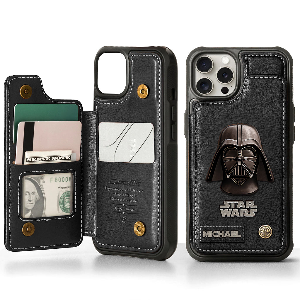The Black Armored Commander Custom Name - Personalized The Force Wallet Phone Case