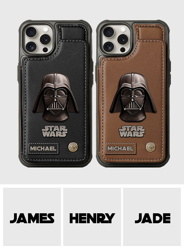 The Black Armored Commander Custom Name - Personalized The Force Wallet Phone Case