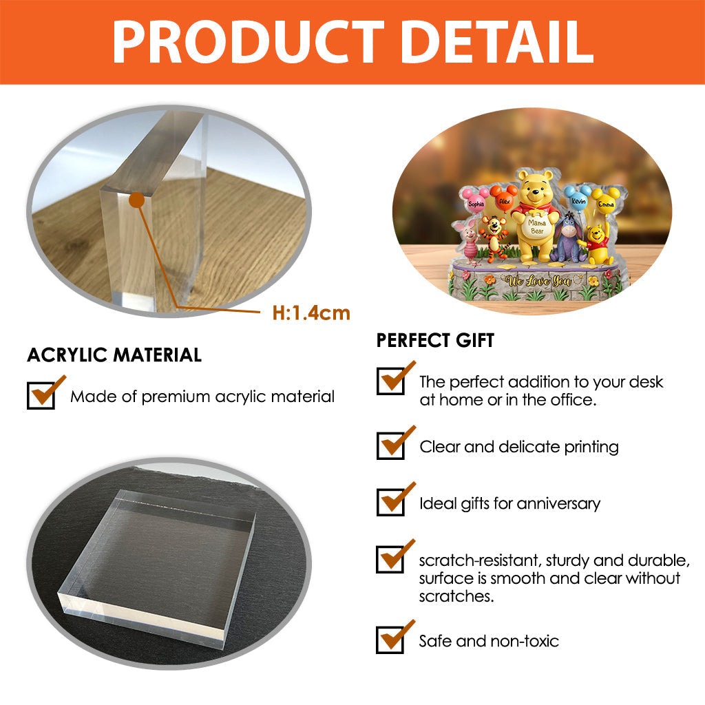 Mama Bear - Personalized Mouse Custom Shaped Acrylic Plaque