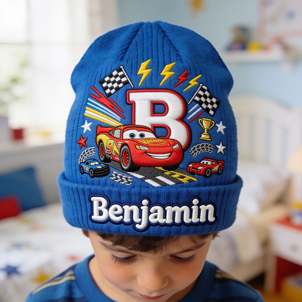 Little Racer Birthday Gift - Personalized Racing Lover Beanie Hat