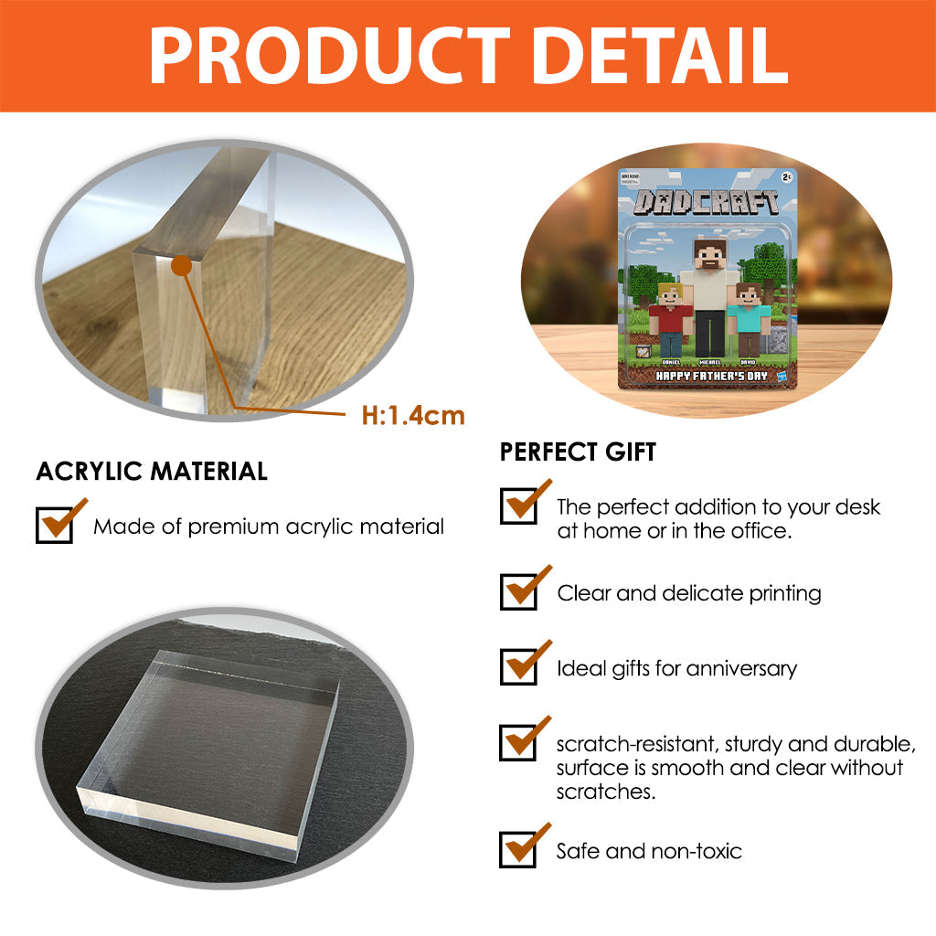 Dadcraft, Father's Day Gift For Game Dad - Personalized Father Custom Shaped Acrylic Plaque