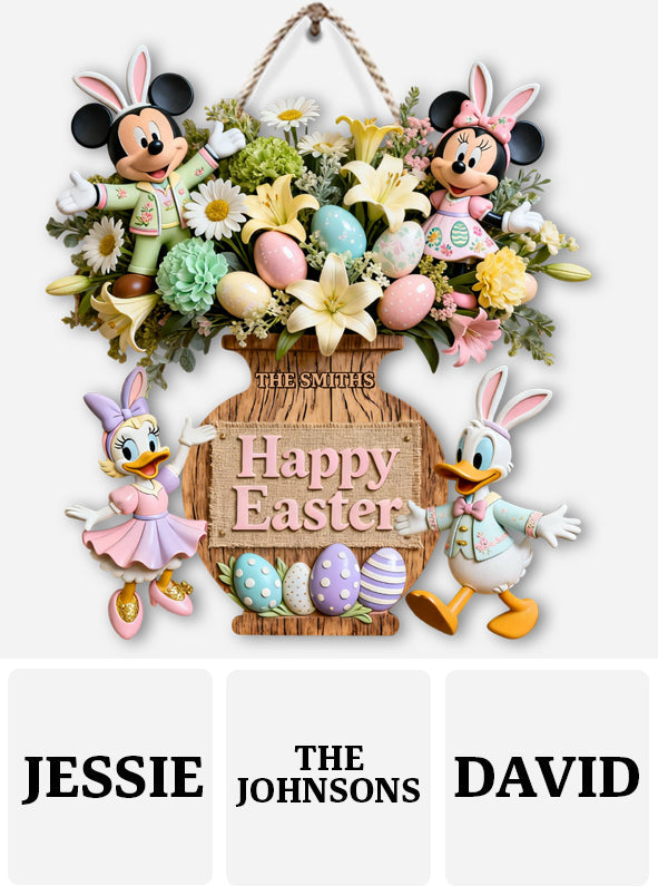 Happy Easter - Personalized Mouse Custom Shaped Wood Sign