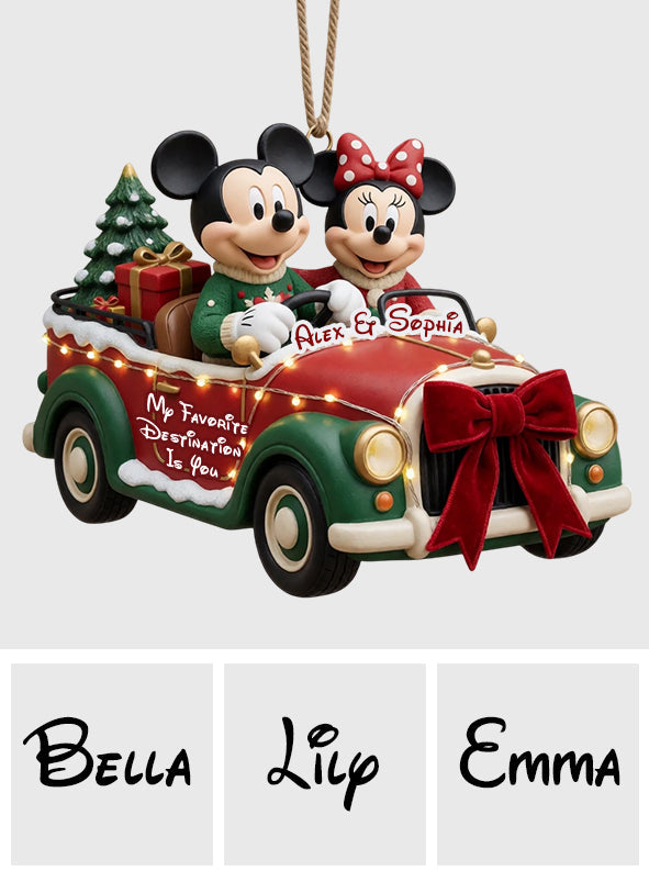My Favorite Destination Is You - Personalized Mouse Shaped Wood Sign With Sash