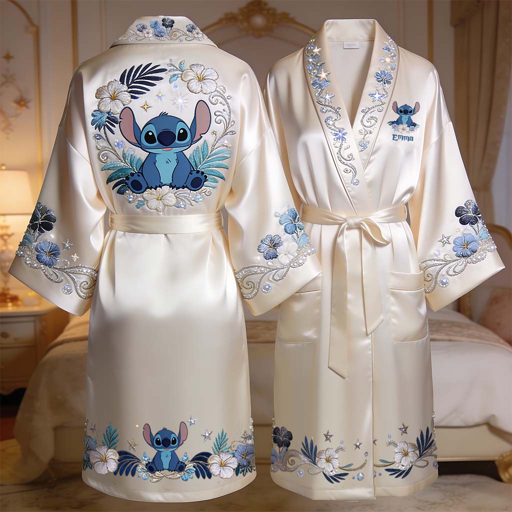 Cute Alien - Personalized Ohana Satin Robe