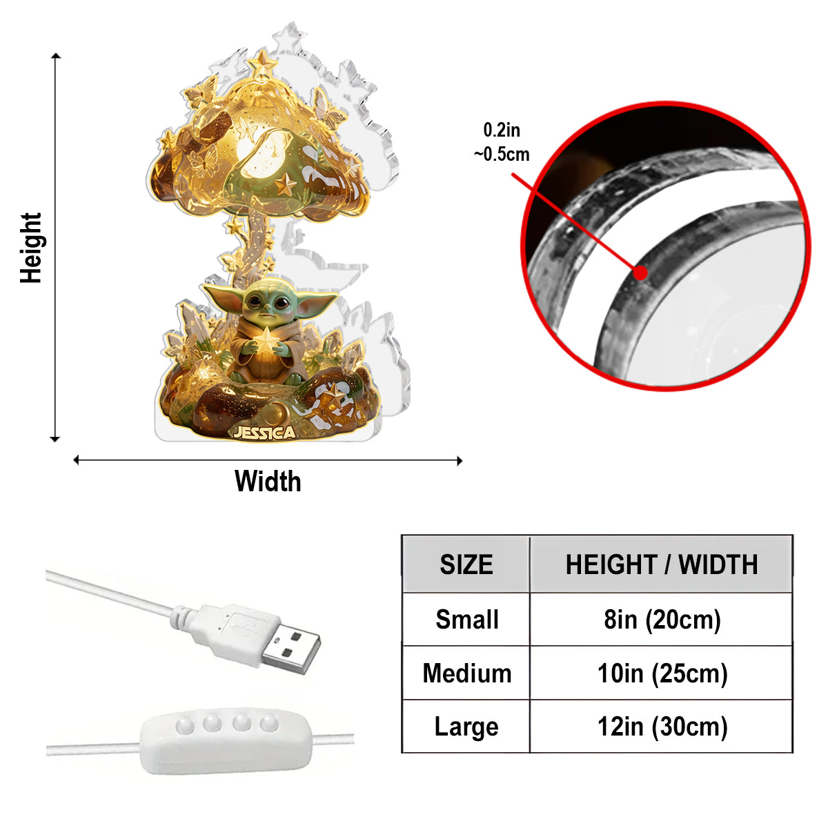 Cute Baby - Personalized The Force Acrylic LED Night Light