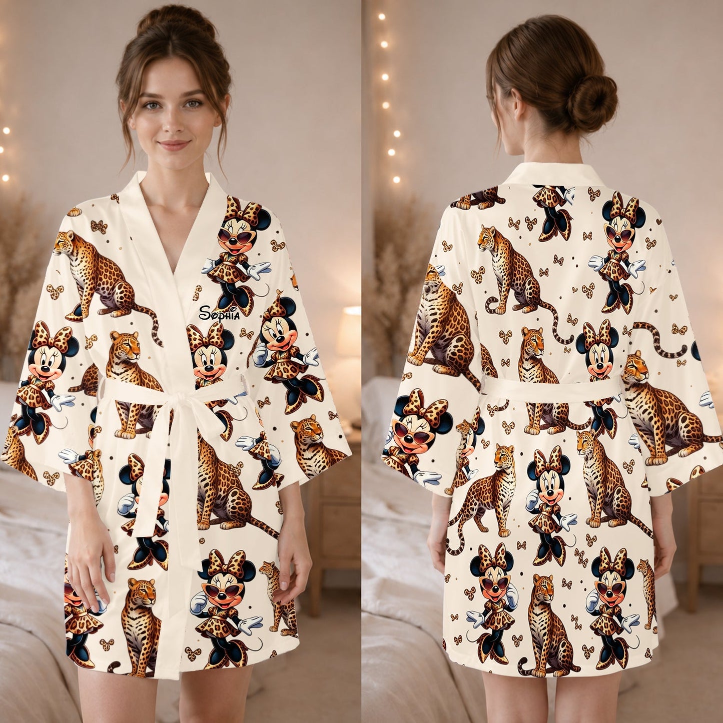 Cute Cheetah Print Mouse - Personalized Mouse Satin Robe