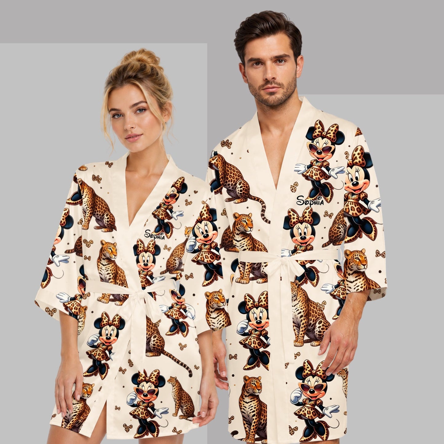 Cute Cheetah Print Mouse - Personalized Mouse Satin Robe