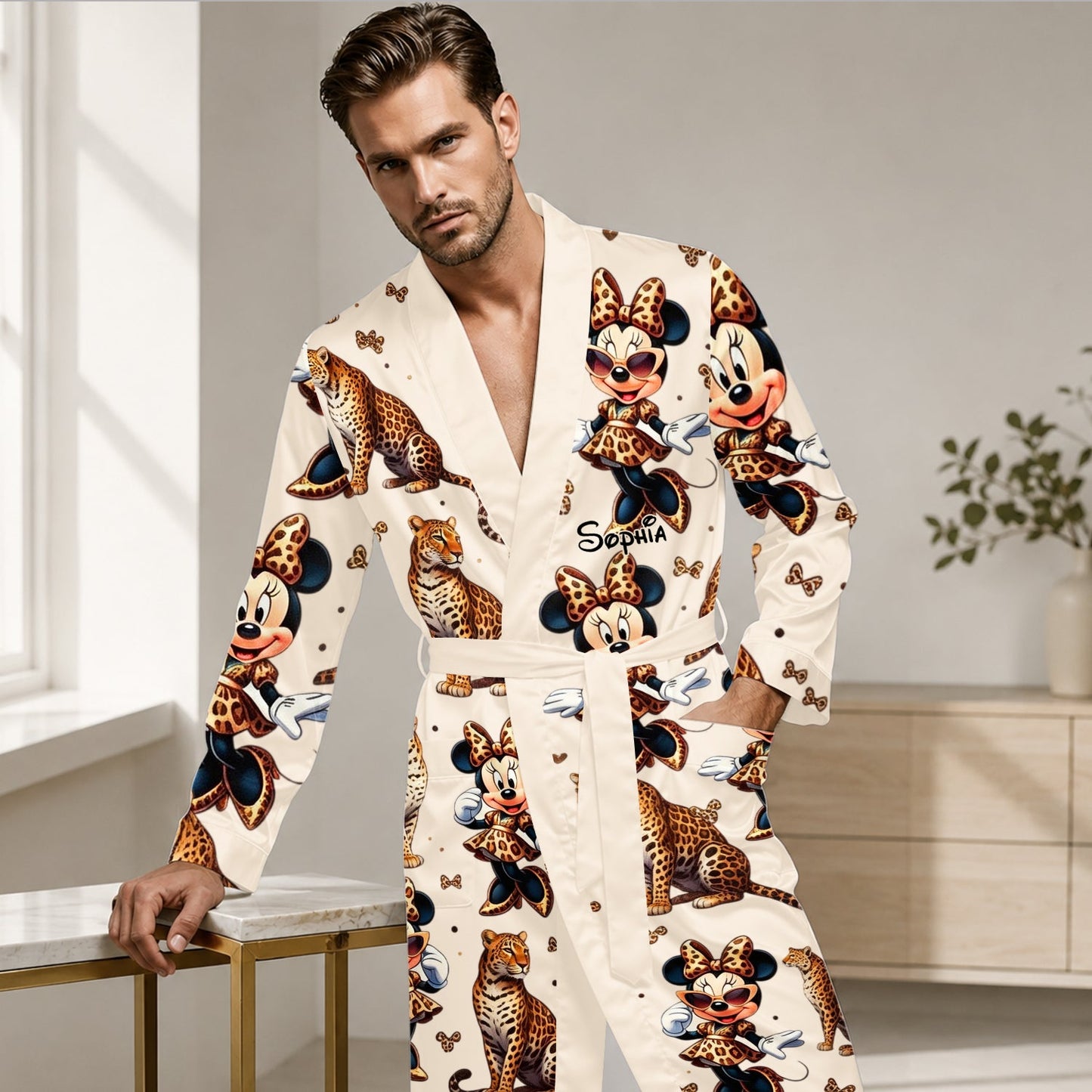 Cute Cheetah Print Mouse - Personalized Mouse Satin Robe
