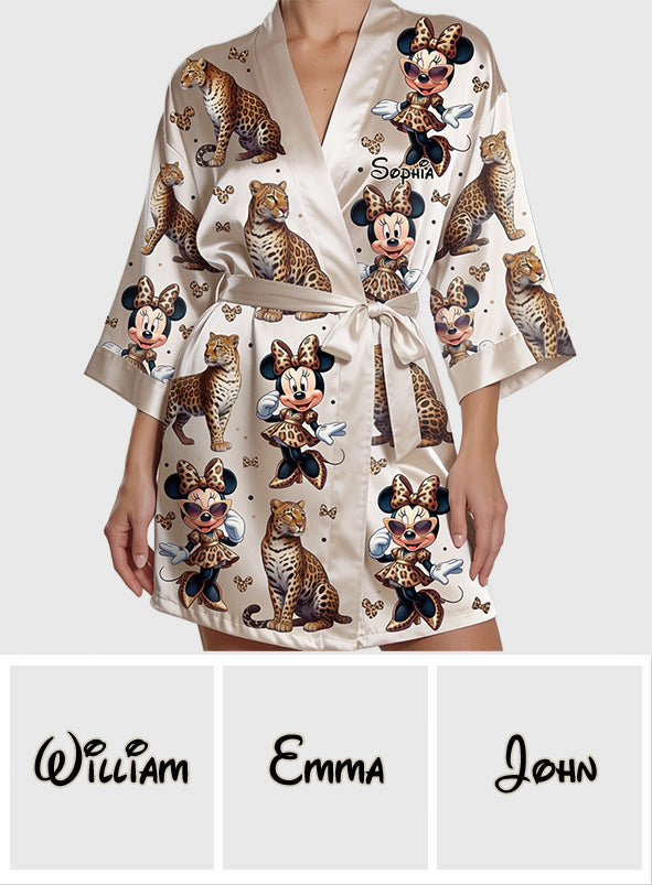 Cute Cheetah Print Mouse - Personalized Mouse Satin Robe