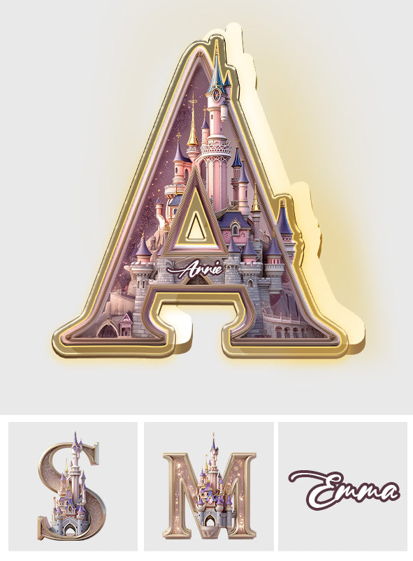 Magical Castle Custom Letter Alphabet - Personalized Mouse Acrylic LED Night Light