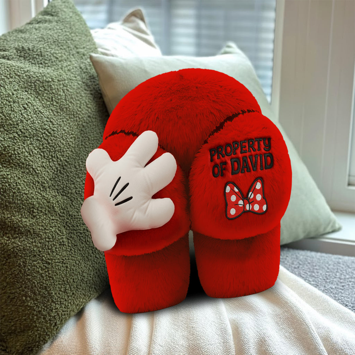 Property Of My Man - Personalized Mouse Faux Fur Shaped Pillow