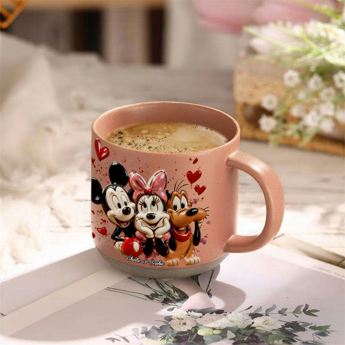 You And Me - Personalized Mouse Printed Pottery Mug